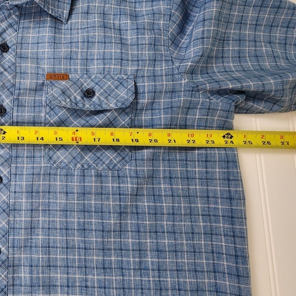 Orvis Mens Plaid Button Down Shirt Mens XL Blue Short Sleeve Breathable Gorpcore - Picture 4 of 9